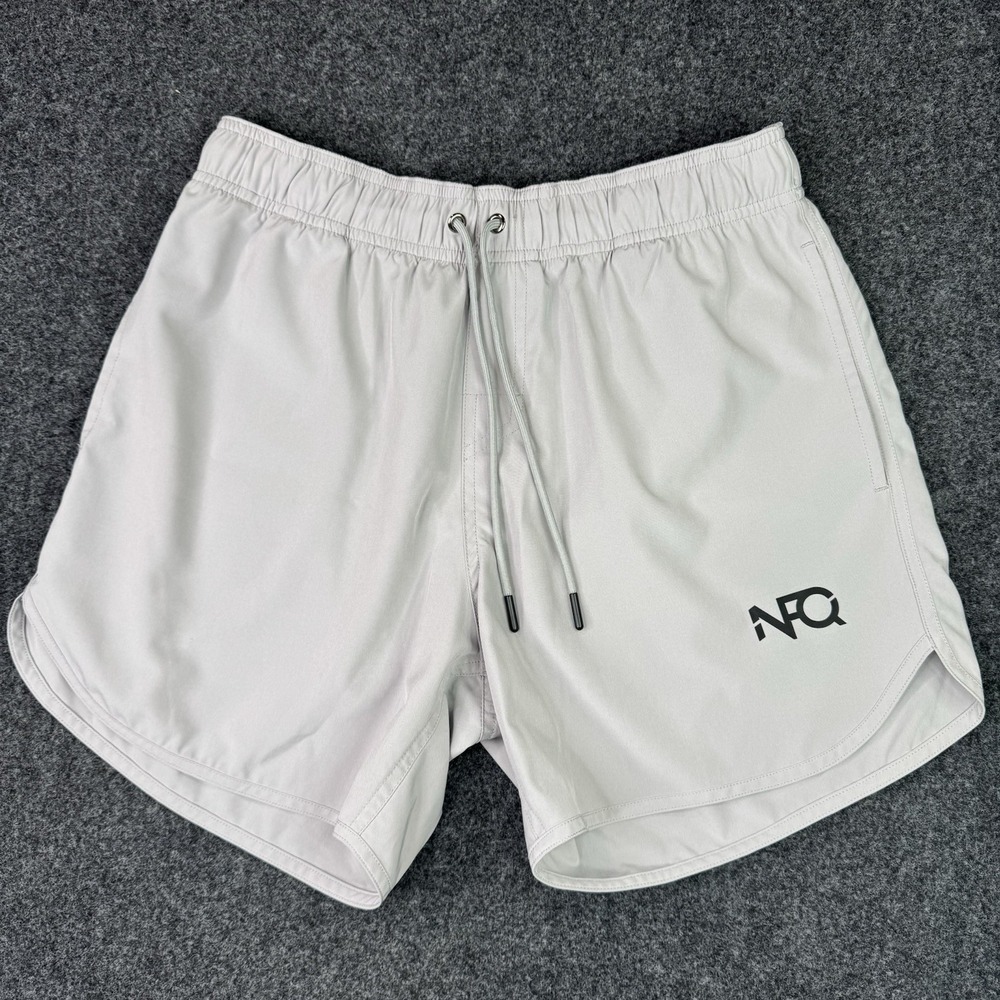 NFQ Mens Small Gray Training Shorts Gym Running Workout Athletic Drawstring